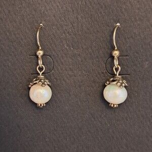 Handmade White Pearl Dangle Earrings Natural Gemstone